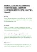 ESSENTIALS OF STRENGTH TRAINING AND&NewLine;CONDITIONING 2026 MOCK PAPER&NewLine;COMPREHENSIVE REVIEW NOTES ANALYTICAL&NewLine;SUMMARY