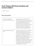 Music Therapy CBMT Exam Questions and&NewLine;Answers &lpar;Grade A&plus;&rpar;