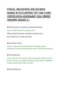 ETHICAL OBLIGATIONS AND DECISION&NewLine;MAKING IN ACCOUNTING TEXT AND CASES&NewLine;CERTIFICATION ASSESSMENT 2026 VERIFIED&NewLine;ANSWERS GRADED A&plus;