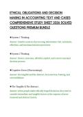 ETHICAL OBLIGATIONS AND DECISION&NewLine;MAKING IN ACCOUNTING TEXT AND CASES&NewLine;COMPREHENSIVE STUDY SHEET 2026 SOLVED&NewLine;QUESTIONS PREMIUM BUNDLE