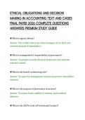 ETHICAL OBLIGATIONS AND DECISION&NewLine;MAKING IN ACCOUNTING TEXT AND CASES&NewLine;FINAL PAPER 2026 COMPLETE QUESTIONS&NewLine;ANSWERS PREMIUM STUDY GUIDE