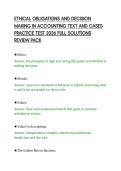 ETHICAL OBLIGATIONS AND DECISION&NewLine;MAKING IN ACCOUNTING TEXT AND CASES&NewLine;PRACTICE TEST 2026 FULL SOLUTIONS&NewLine;REVIEW PACK