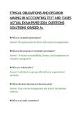 ETHICAL OBLIGATIONS AND DECISION&NewLine;MAKING IN ACCOUNTING TEXT AND CASES&NewLine;ACTUAL EXAM PAPER 2026 QUESTIONS&NewLine;SOLUTIONS GRADED A&plus;