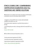 ETHICS COURSE CSRC COMPREHENSIVE&NewLine;CERTIFICATION EXAMINATION 2026 FULL&NewLine;QUESTIONS AND VERIFIED SOLUTIONS