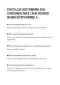 ETHICS LLQP QUESTION BANK 2026&NewLine;COMPLIANCE AND ETHICAL DECISION&NewLine;MAKING REVIEW UPDATED A&plus;