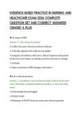 EVIDENCE BASED PRACTICE IN NURSING AND&NewLine;HEALTHCARE EXAM 2026 COMPLETE&NewLine;QUESTION SET AND CORRECT ANSWERS&NewLine;GRADED A PLUS