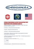 STERILE PROCESSING LATEST EVALUATION TEST QUESTIONS AND ANSWERS SURE