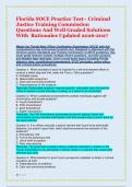 Florida SOCE Practice Test&ndash; Criminal &NewLine;Justice Training Commission  &NewLine;Questions And Well Graded Solutions &NewLine;With  Rationales Updated 2026-2027
