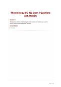 Microbiology BIO 420 Exam 1 Questions and Answers&NewLine;