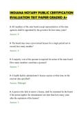 INDIANA NOTARY PUBLIC CERTIFICATION&NewLine;EVALUATION TEST PAPER GRADED A&plus;