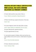 INDIANA NOTARY PUBLIC CERTIFICATION&NewLine;PREP ACTUAL TEST WITH VERIFIED&NewLine;SOLUTIONS 100 PERCENT CORRECT&NewLine;