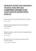 INFORMATION SYSTEMS TODAY MANAGING IN&NewLine;THE DIGITAL WORLD NINTH 2026&NewLine;COMPREHENSIVE ASSESSMENT SCRIPT&NewLine;SOLVED QUESTIONS ANSWERS UPDATED&NewLine;REVIEW SET&NewLine;