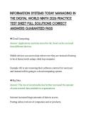 INFORMATION SYSTEMS TODAY MANAGING IN&NewLine;THE DIGITAL WORLD NINTH 2026 PRACTICE&NewLine;TEST SHEET FULL SOLUTIONS CORRECT&NewLine;ANSWERS GUARANTEED PASS