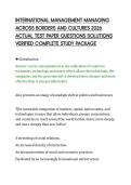 INTERNATIONAL MANAGEMENT MANAGING&NewLine;ACROSS BORDERS AND CULTURES 2026&NewLine;ACTUAL TEST PAPER QUESTIONS SOLUTIONS&NewLine;VERIFIED COMPLETE STUDY PACKAGE&NewLine;