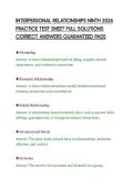 INTERPERSONAL RELATIONSHIPS NINTH 2026&NewLine;PRACTICE TEST SHEET FULL SOLUTIONS&NewLine;CORRECT ANSWERS GUARANTEED PASS&NewLine;