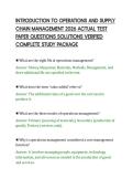 INTRODUCTION TO OPERATIONS AND SUPPLY&NewLine;CHAIN MANAGEMENT 2026 ACTUAL TEST&NewLine;PAPER QUESTIONS SOLUTIONS VERIFIED&NewLine;COMPLETE STUDY PACKAGE&NewLine;