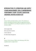 INTRODUCTION TO OPERATIONS AND SUPPLY&NewLine;CHAIN MANAGEMENT 2026 COMPREHENSIVE&NewLine;ASSESSMENT SCRIPT SOLVED QUESTIONS&NewLine;ANSWERS UPDATED REVIEW SET