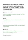 INTRODUCTION TO OPERATIONS AND SUPPLY&NewLine;CHAIN MANAGEMENT 2026 PRACTICE TEST&NewLine;SHEET FULL SOLUTIONS CORRECT ANSWERS&NewLine;GUARANTEED PASS