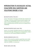 INTRODUCTION TO SOCIOLOGY ACTUAL&NewLine;EXAM PAPER 2026 QUESTIONS AND&NewLine;SOLUTIONS GRADED A PLUS&NewLine;
