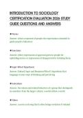 INTRODUCTION TO SOCIOLOGY&NewLine;CERTIFICATION EVALUATION 2026 STUDY&NewLine;GUIDE QUESTIONS AND ANSWERS&NewLine;