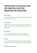 INTRODUCTION TO SOCIOLOGY EXAM&NewLine;PREP GUIDE 2026 CORE TOPIC&NewLine;BREAKDOWN AND SOLVED ITEMS