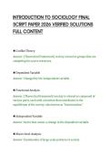 INTRODUCTION TO SOCIOLOGY FINAL&NewLine;SCRIPT PAPER 2026 VERIFIED SOLUTIONS&NewLine;FULL CONTENT&NewLine;