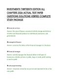 INVESTMENTS THIRTEENTH EDITION ALL&NewLine;CHAPTERS 2026 ACTUAL TEST PAPER&NewLine;QUESTIONS SOLUTIONS VERIFIED COMPLETE&NewLine;STUDY PACKAGE&NewLine;