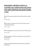 INVESTMENTS THIRTEENTH EDITION ALL&NewLine;CHAPTERS 2026 CERTIFICATION EVALUATION&NewLine;TEST PAPER QUESTIONS SOLUTIONS GRADED&NewLine;A PLUS