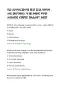 ITLS ADVANCED PRE TEST 2026 AIRWAY&NewLine;AND BREATHING ASSESSMENT PAPER&NewLine;ANSWERS VERIFIED SUMMARY SHEET