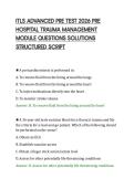 ITLS ADVANCED PRE TEST 2026 PRE&NewLine;HOSPITAL TRAUMA MANAGEMENT&NewLine;MODULE QUESTIONS SOLUTIONS&NewLine;STRUCTURED SCRIPT