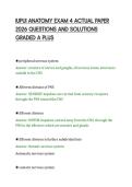IUPUI ANATOMY EXAM 2 ACTUAL PAPER&NewLine;2026 QUESTIONS AND SOLUTIONS&NewLine;GRADED A PLUS