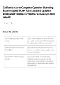 California Alarm Company Operator Licensing Exam Insights  EXAM  fully solved & updated 2026&lpar;latest version verified for accuracy&rpar; &vert; 2026 Latest&excl;&excl; 