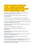 WATER TREATMENT OPERATOR LEVEL 1 SAMPLE QUESTIONS &lpar;WATER OPERATOR CERTIFICATION STUDY GUIDE&rpar;CORRECT 100&percnt;&NewLine;&NewLine;