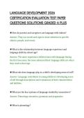 LANGUAGE DEVELOPMENT 2026&NewLine;CERTIFICATION EVALUATION TEST PAPER&NewLine;QUESTIONS SOLUTIONS GRADED A PLUS&NewLine;