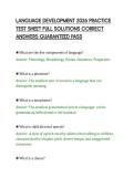LANGUAGE DEVELOPMENT 2026 PRACTICE&NewLine;TEST SHEET FULL SOLUTIONS CORRECT&NewLine;ANSWERS GUARANTEED PASS&NewLine;