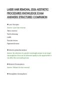 LASER HAIR REMOVAL 2026 AESTHETIC&NewLine;PROCEDURES KNOWLEDGE EXAM&NewLine;ANSWERS STRUCTURED COMPANION&NewLine;