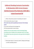 California Plumbing Contractor Examination &NewLine;&lpar;C-36&rpar; Questions With Correct Answers &NewLine;&lpar;Verified Answers&rpar; Plus Rationales 2026 Q&A &vert; &NewLine;Instant Download Pdf