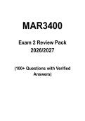 MAR3400 Exam 2 UF Review Pack &vert; Complete Questions with Verified Answers 2026