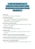 UAMS MICROBIOLOGY 3&NewLine;CERTIFICATION SCRIPT 2026&NewLine;QUESTIONS WITH SOLUTIONS&NewLine;GRADED A&plus;&NewLine;