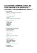 CLOUD COMPUTING EXAMINATION QUESTIONS AND &NewLine;CORRECT ANSWER WITH EXPLANATIONGRADED A&plus; &NewLine;STUDY GUIDE