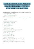 UAMS MICROBIOLOGY 3 PRACTICE&NewLine;EXAMINATION 2026 QUESTIONS&NewLine;WITH ANSWERS GRADED A&plus;&NewLine;