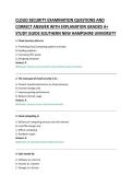 CLOUD SECURITY EXAMINATION QUESTIONS AND &NewLine;CORRECT ANSWER WITH EXPLANATION GRADED A&plus; &NewLine;STUDY GUIDE