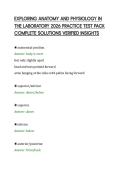 EXPLORING ANATOMY AND PHYSIOLOGY IN&NewLine;THE LABORATORY 2026 PRACTICE TEST PACK&NewLine;COMPLETE SOLUTIONS VERIFIED INSIGHTS