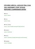 EXPLORING MEDICAL LANGUAGE FINAL EXAM&NewLine;2026 ASSESSMENT SCRIPT DETAILED&NewLine;RESPONSES COMPREHENSIVE REVIEW