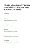 EXPLORING MEDICAL LANGUAGE FINAL EXAM&NewLine;2026 MOCK PAPER COMPREHENSIVE REVIEW&NewLine;NOTES ANALYTICAL SUMMARY
