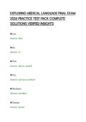 EXPLORING MEDICAL LANGUAGE FINAL EXAM&NewLine;2026 PRACTICE TEST PACK COMPLETE&NewLine;SOLUTIONS VERIFIED INSIGHTS