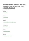 EXPLORING MEDICAL LANGUAGE FINAL EXAM&NewLine;2026 STUDY GUIDE REVISION SHEET CORE&NewLine;CONCEPT BREAKDOWN