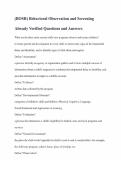 &lpar;BOSR&rpar; Behavioral Observation and Screening&NewLine;Already Verified Questions and Answers