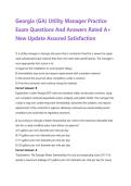 Georgia &lpar;GA&rpar; Utility Manager Practice&NewLine;Exam Questions And Answers Rated A&plus;&NewLine;New Update Assured Satisfaction