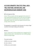 ACS BIOCHEMISTRY PRACTICE FINAL HIGH&NewLine;YIELD ENZYMES&comma; METABOLISM&comma; AND &NewLine;MACROMOLECULES SUMMARY 2026 